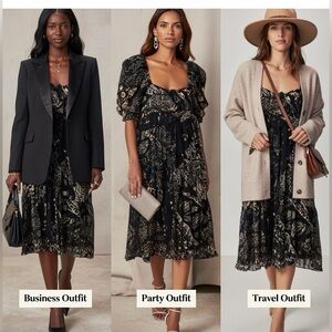 Forever 21 Black and Tan Patterned Dress